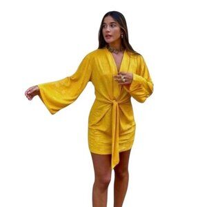 Zara Floral Jacquard Print Kimono Dress